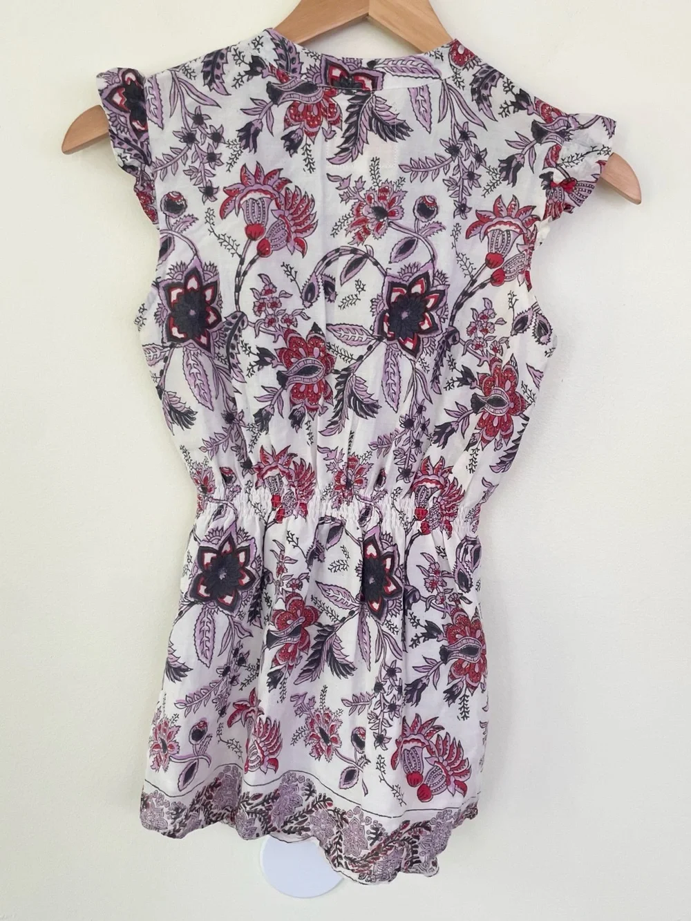 Bell by Alicia Bell Floral Block Print Tassel Ruffle Dress Cotton 8Y Purple Red